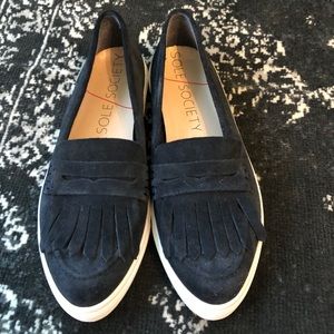 Sole Society Daria Navy Blue Suede Fringe Sneaker